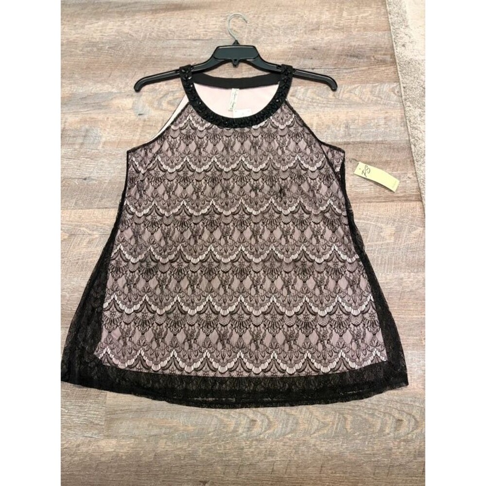 Lace Sleeveless top with beaded neckline - Picture 1 of 5